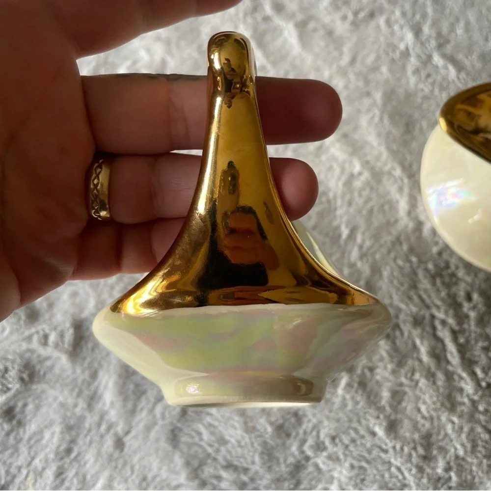 Vintage pearl iradescent cream and sugar with 22K accent